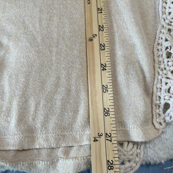Paper + Tee Women’s Knit Top Sz 3X Beige Crochet Trim Super Soft - Picture 6 of 6